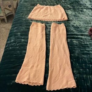 Danskin Med light ballet pink leg warmers & skirt